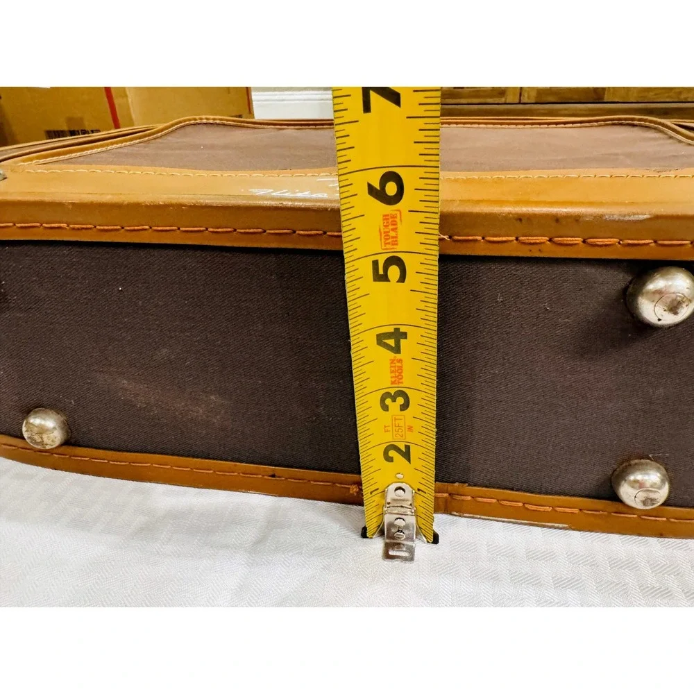 Vintage Flite-Line Carry On Suitcase Luggage Brown Tan 21